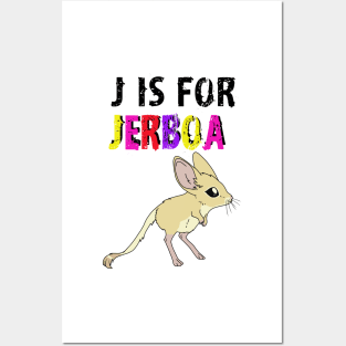 J is for Jerboa - Rainbow cute fluffy animal Posters and Art